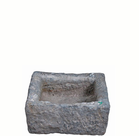 16" Inch Long Hand Chiseled Stone Trough 24 - 7 - Dyag East