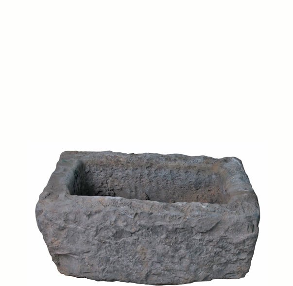 19" Inch Long Hand Chiseled Stone Trough 25 - 13 - Dyag East