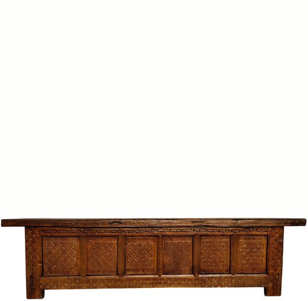 19th Century Chinese Carved Poplar 6 Door Sideboard - Dyag East