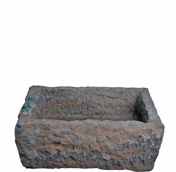 20" Inch Long Hand Chiseled Stone Trough 24 - 18 - Dyag East