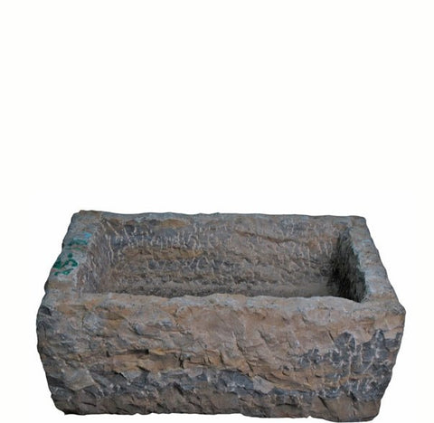 20" Inch Long Hand Chiseled Stone Trough 24 - 18 - Dyag East