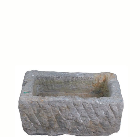 20" Inch Long Hand Chiseled Stone Trough 24 - 6 - Dyag East