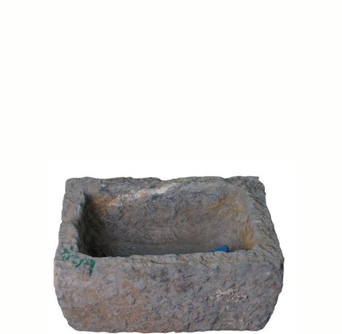 21" Inch Long Hand Chiseled Stone Trough 24 - 19 - Dyag East
