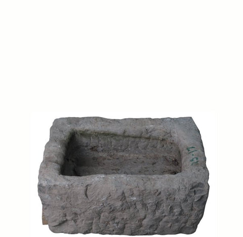 22" Inch Long Hand Chiseled Stone Trough 24 - 17 - Dyag East