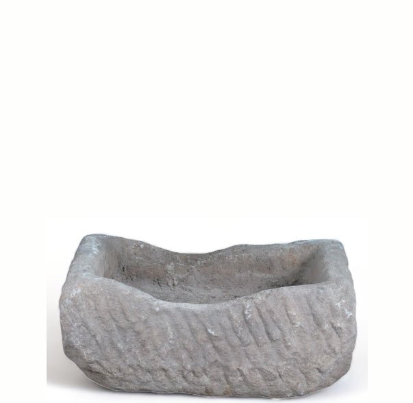 26" Inch Long Hand Chiseled Stone Trough 26 - Dyag East