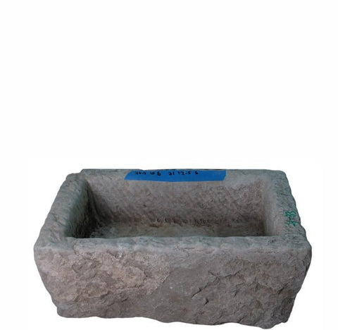 26" Inch Long Hand Chiseled Stone Trough 33 - Dyag East