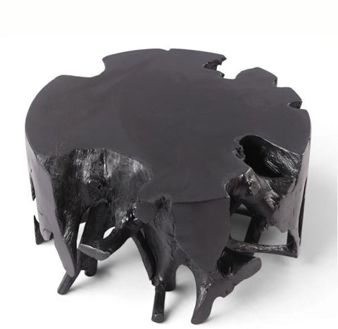 30” Diameter Black Teak Root Coffee Table 2 - Dyag East