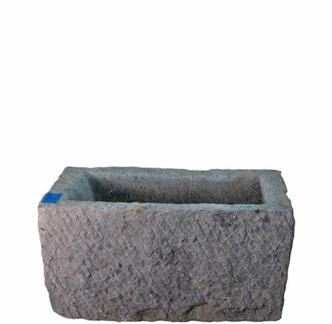32" Inch Long Hand Chiseled Stone Trough 28 - Dyag East