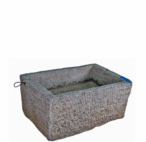 34" Inch Long Hand Chiseled Stone Trough 16 - Dyag East