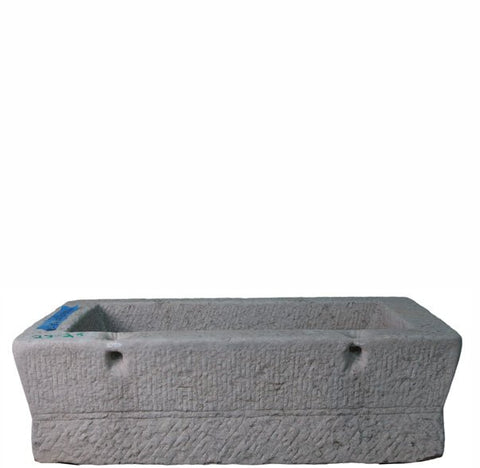 40" Inch Long Hand Chiseled Stone Trough 25 - Dyag East