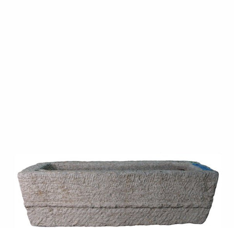 45" Inch Long Hand Chiseled Stone Trough 17 - Dyag East