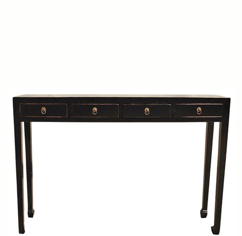 48" Long 4 Drawer Black Ming Console Table - Dyag East