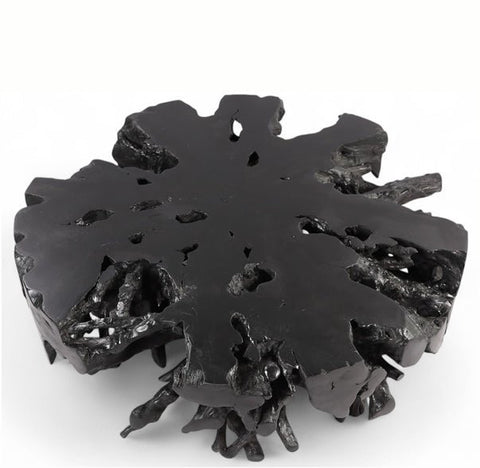 63" Inch D Round Black Organic Teak Root 3 - Dyag East
