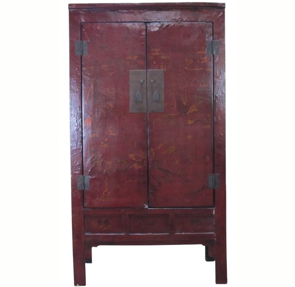 80" Inch High Chinoiserie-Style Red Elm Armoire - Dyag East