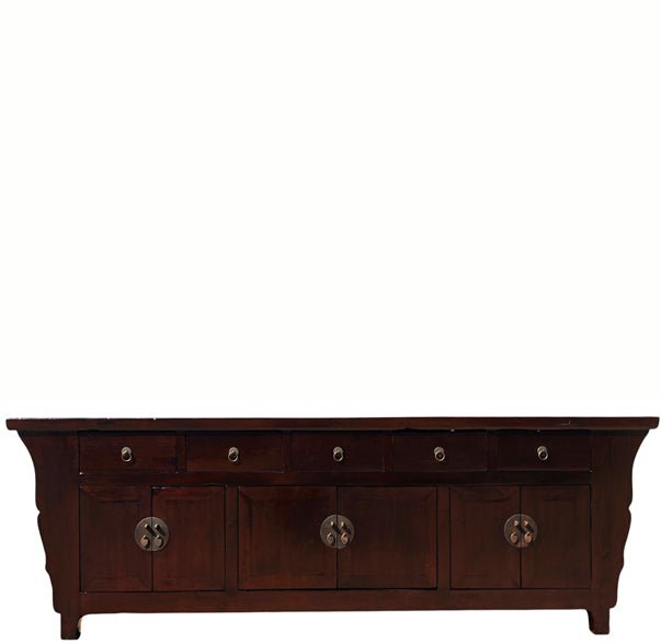 93" Long Antique Chinese 5 Drawer Buffet Sideboard Cabinet - Dyag East