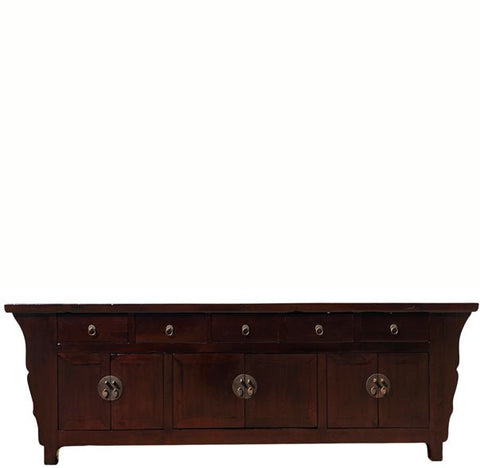 93" Long Antique Chinese 5 Drawer Buffet Sideboard Cabinet - Dyag East