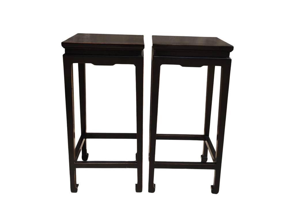 Pair of Elm Wood Side Tables
