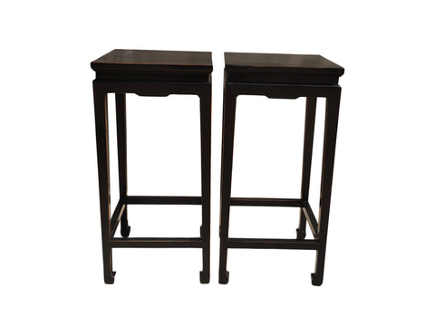Pair of Elm Wood Side Tables