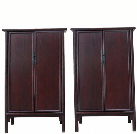 Pair of 83" Tall Large Ming Style Wardrobe Armoire