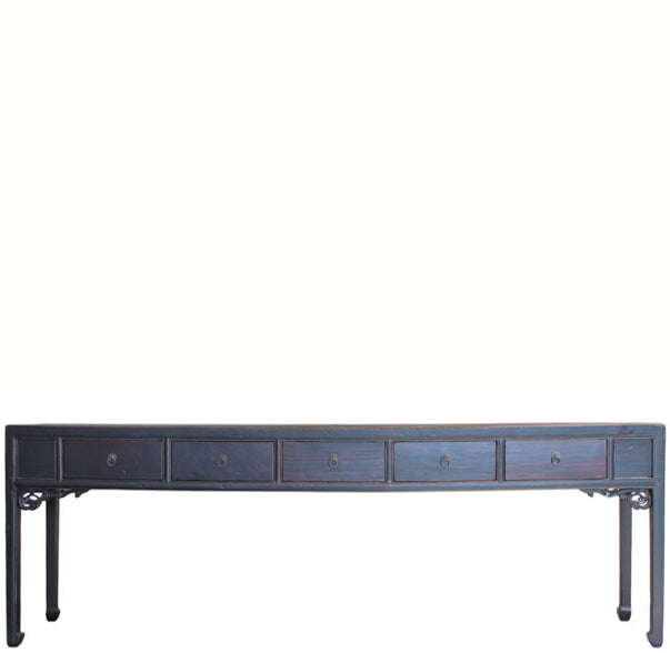 104" Long 5 Drawer Antique Console Table