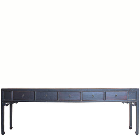 104" Long 5 Drawer Antique Console Table