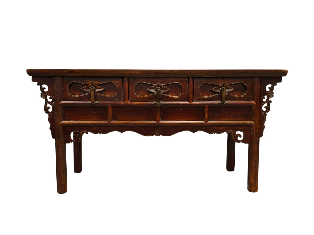 Antique 19th Century Solid Elm Altar Console Table