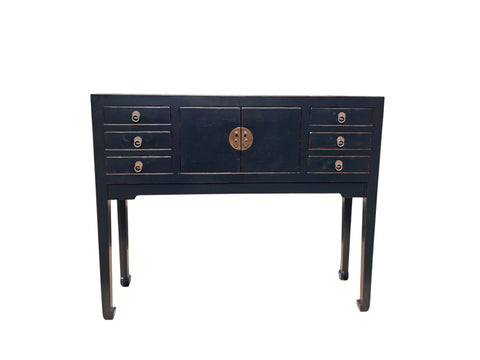 37" Long Antique Multi-Storage Console Table