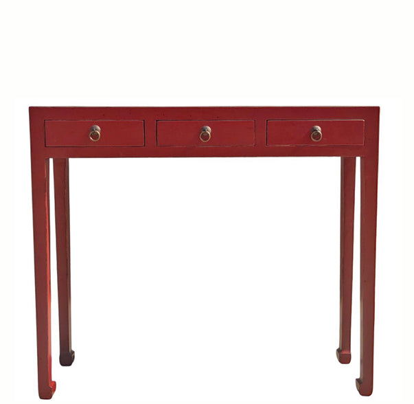 Red 3-Drawer 37" Long Console Table