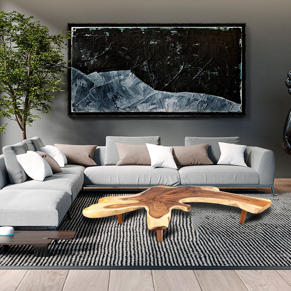 95" Long Free Form One Slab Living Edge Coffee Table 10