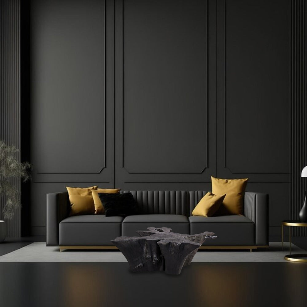 Black Burnt Organic Teak Root  Coffee Table 84