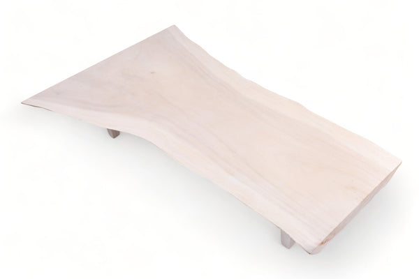 Modern 79" Inch White One Slab Living Edge Coffee Table 1