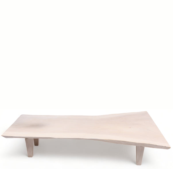 Modern 79" Inch White One Slab Living Edge Coffee Table 1