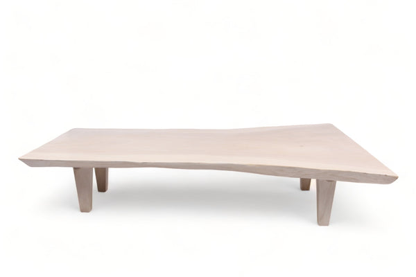 Modern 79" Inch White One Slab Living Edge Coffee Table 1