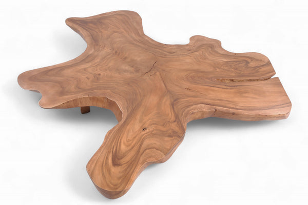 Brown Free Form Living Edge One Slab Coffee Table