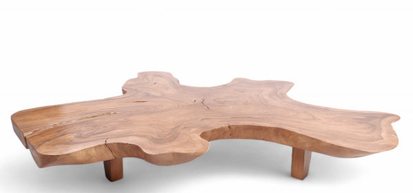 Brown Free Form Living Edge One Slab Coffee Table