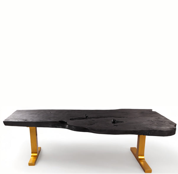 98" Inch Black Living Edge Desk or Dining Table - 2