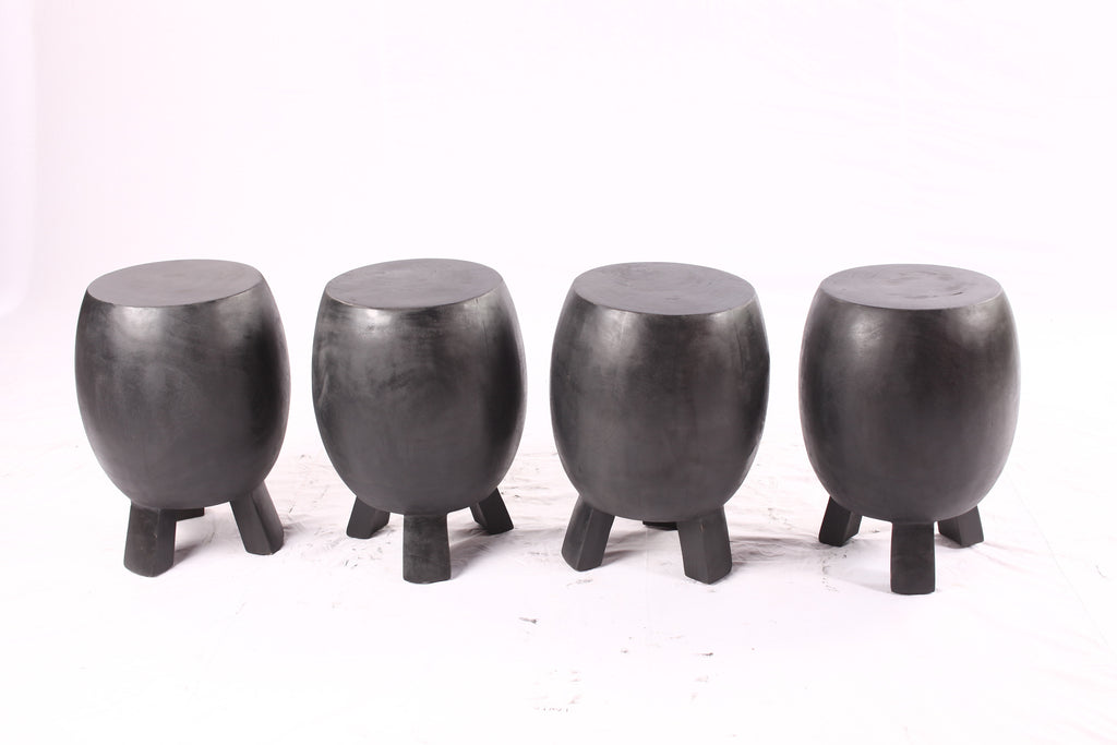 Pair of 15” Round Black Drum Accent Table