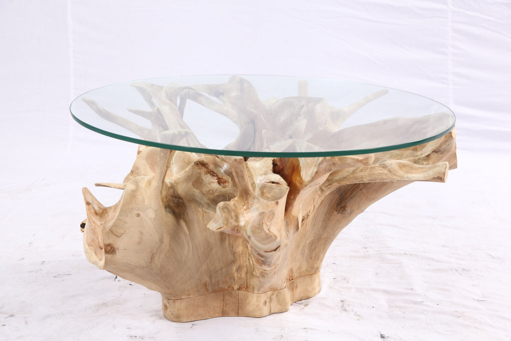 32” Inch Diameter Sculptured Teak Root Round Coffee Table 221