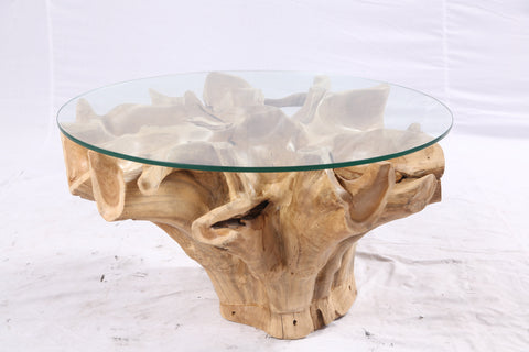 32” Inch Diameter Sculptured Teak Root Round Coffee Table 223