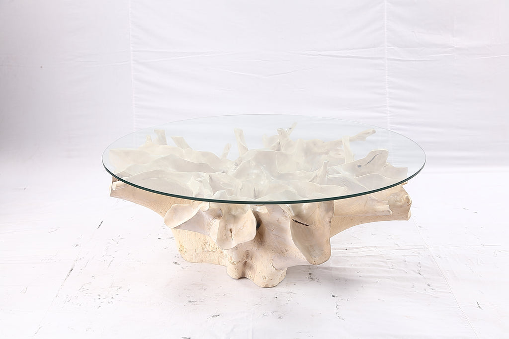 47” Round Sculptured Teak Root Coffee Table 52