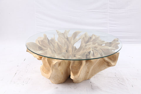47” Round Sculptured Teak Root Coffee Table 54