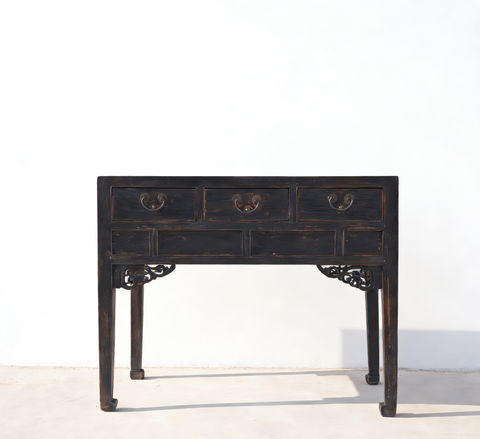 Antique Chinese 40" Three-Drawer Console Table