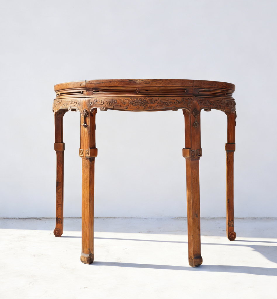 19th Century Carved Half-Moon Table