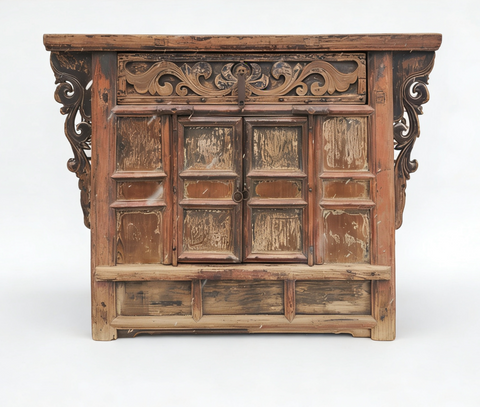 Antique Carved Elm Cabinet