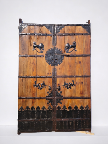 19th Century Temple-Style Doors with Ironwork