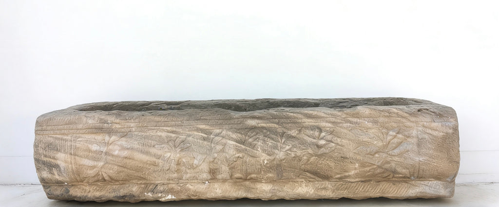 70" Inch Long Hand Chiseled Stone Trough 63