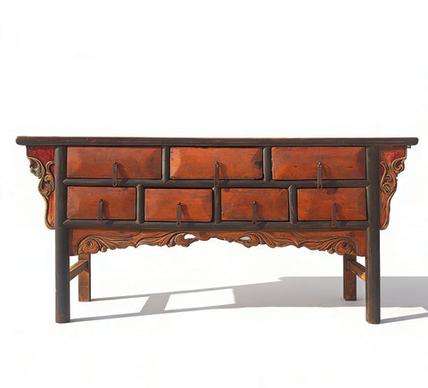 Antique Chinese 72" Long Apothecary Cabinet