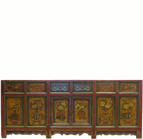 Z-19th Century Hand Painted Antique Chinese Buffet Sideboard