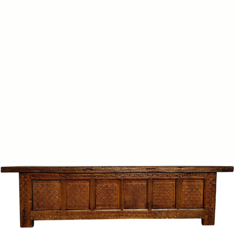 19th Century Chinese Carved Poplar 6 Door Sideboard