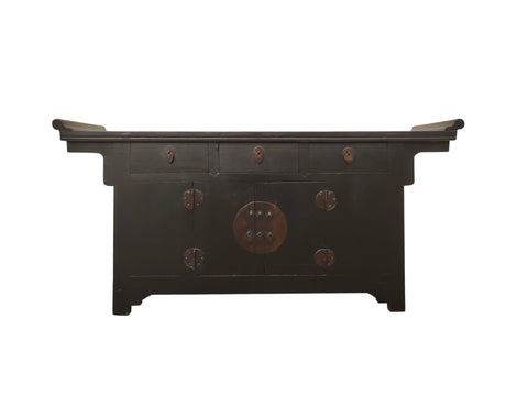 19th Century Antique Chinese Elm Everted Flange Sideboard